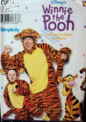 9373 ADLT/KID WINNIE POOH ''TIGGER'' COSTUME PATTERN XS-XL,3-8